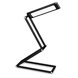 kwmobile LED Aluminium Tischlampe mit Schwenkkopf - Akku Leselampe faltbar mit Micro USB Ladekabel - Alu Schreibtischlampe Faltlampe in Schwarz