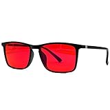 UVtech SLEEP-3R 100% Blaulichtfilter und Grünlichtfilter rote Brille Computerbrille PC Gaming Bluelight Filter Uv Blue Light Blocking Glasses Anti Damen Herren (Rot)