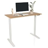 hjh OFFICE Schreibtisch höhenverstellbar, elektrisch 120x60 cm Stand Basic Stabiler Sitz-Steh-Schreibtisch, ergonomisch, Weiß/Eiche