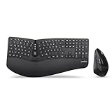 Perixx Periduo-605 Kabelloses Ergonomisches Tastatur- und Vertikalmaus-Set, Geteiltes Tastenfeld, 4-Wege-Scrollrad, Anpassbare Handballenauflage, Flache Tasten. QWERTZ | DE-Layout