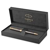 PARKER Sonnet Kugelschreiber | grau lackiert mit goldenen Zierteilen | mittlere Spitze | Nachfüllpackung schwarze Tinte | Geschenkbox | perfekte Geschenke zum Schulabschluss