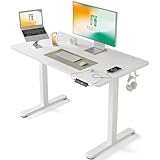FEZIBO Schreibtisch Höhenverstellbar Elektrisch mit USB-A und USB-C-Ladeanschlüssen,100 x 60 cm,Steh-Sitz-Schreibtisch,Standing Desk,Weiß