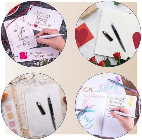 Es klingt, als ob die Rezensionen zu den Füllfederhaltern sehr positiv sind, besonders im Hinblick auf das Schreiben von Kurrent und Kalligraphie. Der Füller scheint eine angenehme Ergonomie und ein ansprechendes Design zu bieten, was für viele Nutzer wichtig ist, insbesondere wenn sie länger schreiben müssen. Hier sind einige wichtige Punkte, die für Autoren und Schreiber von Interesse sein könnten:
### Vorzüge des Füllfederhalters:
1. **Ergonomisches Design**: Viele Nutzer schätzen die ergonomische Dreiecksform, die angenehmes Schreiben fördert und Ermüdung der Hand verringert.
2. **Schreibgefühl**: Die Meinungen sind überwiegend positiv bezüglich des Schreibgefühls. Nutzer berichten von einem weichen, kratzfreien Schreiben, was für längeres Schreiben oder kreatives Arbeiten wichtig ist.
3. **Vielseitigkeit**: Der Füller kann sowohl von Linkshändern als auch Rechtshändern verwendet werden, was ihn für ein breites Publikum attraktiv macht.
4. **Optik**: Das ansprechende Design, insbesondere die Farbvarianten wie Black Rose und White Rose, heben sich hervor und sind auch für kreative Menschen wichtig, die Wert auf Ästhetik legen.
5. **Tintenkompatibilität**: Die Verwendung von Standard-Tintenpatronen macht den Füller praktisch, auch wenn einige Nutzer berichten, dass bestimmte Patronen Probleme bereiten können.
### Mögliche Verbesserungsbereiche:
1. **Federstärken**: Einige Nutzer wünschen sich eine schmalere Feder, um verschiedene Schreibstile oder Kalligraphien zu unterstützen.
2. **Patronenkompatibilität**: Es gibt Hinweise, dass bestimmte Tintenpatronen nicht perfekt passen, was zu kleinen Schwierigkeiten führen kann, die jedoch nicht gravierend sind.
### Fazit für Autoren:
Für Schriftsteller und Kreative, die viel Wert auf das Schreiben mit der Hand legen, könnte dieser Füller eine Überlegung wert sein. Die Möglichkeit, in Kalligraphie oder Kurrent zu schreiben, bietet nicht nur eine kreative Ausdrucksform, sondern hat auch etwas Nostalgisches und Ästhetisches. Angesichts der positiven Bewertungen könnte der Füller eine nützliche Ergänzung für jeden Schreibtisch sein und das Schreiben sowohl angenehmer als auch inspirierender machen