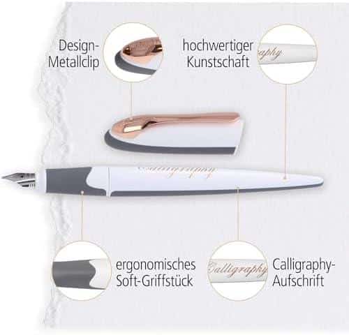 Es klingt, als ob die Rezensionen zu den Füllfederhaltern sehr positiv sind, besonders im Hinblick auf das Schreiben von Kurrent und Kalligraphie. Der Füller scheint eine angenehme Ergonomie und ein ansprechendes Design zu bieten, was für viele Nutzer wichtig ist, insbesondere wenn sie länger schreiben müssen. Hier sind einige wichtige Punkte, die für Autoren und Schreiber von Interesse sein könnten:
### Vorzüge des Füllfederhalters:
1. **Ergonomisches Design**: Viele Nutzer schätzen die ergonomische Dreiecksform, die angenehmes Schreiben fördert und Ermüdung der Hand verringert.
2. **Schreibgefühl**: Die Meinungen sind überwiegend positiv bezüglich des Schreibgefühls. Nutzer berichten von einem weichen, kratzfreien Schreiben, was für längeres Schreiben oder kreatives Arbeiten wichtig ist.
3. **Vielseitigkeit**: Der Füller kann sowohl von Linkshändern als auch Rechtshändern verwendet werden, was ihn für ein breites Publikum attraktiv macht.
4. **Optik**: Das ansprechende Design, insbesondere die Farbvarianten wie Black Rose und White Rose, heben sich hervor und sind auch für kreative Menschen wichtig, die Wert auf Ästhetik legen.
5. **Tintenkompatibilität**: Die Verwendung von Standard-Tintenpatronen macht den Füller praktisch, auch wenn einige Nutzer berichten, dass bestimmte Patronen Probleme bereiten können.
### Mögliche Verbesserungsbereiche:
1. **Federstärken**: Einige Nutzer wünschen sich eine schmalere Feder, um verschiedene Schreibstile oder Kalligraphien zu unterstützen.
2. **Patronenkompatibilität**: Es gibt Hinweise, dass bestimmte Tintenpatronen nicht perfekt passen, was zu kleinen Schwierigkeiten führen kann, die jedoch nicht gravierend sind.
### Fazit für Autoren:
Für Schriftsteller und Kreative, die viel Wert auf das Schreiben mit der Hand legen, könnte dieser Füller eine Überlegung wert sein. Die Möglichkeit, in Kalligraphie oder Kurrent zu schreiben, bietet nicht nur eine kreative Ausdrucksform, sondern hat auch etwas Nostalgisches und Ästhetisches. Angesichts der positiven Bewertungen könnte der Füller eine nützliche Ergänzung für jeden Schreibtisch sein und das Schreiben sowohl angenehmer als auch inspirierender machen